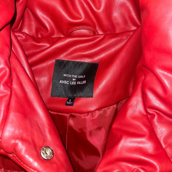 NWOT Anthropologie AVEC LES FILLES Womens L Faux Leather Puffer Coat - Picture 12 of 16